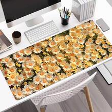 Alfombrilla de ratón con diseño de margarita grande, alfombrilla de escritorio para juegos, alfombrilla de teclado grande, lavable, con base de goma, borde cosido, regalo de alfombrilla de ratón, protector de escritorio, almohadilla de estudio, disponible en múltiples tamaños, alfombrilla de teclado de computadora, almohadilla para portátil