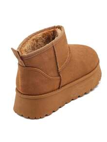 Thick-Soled Lined Boots - Classic & Comfortable - Camel - View 5