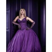 Lace Gloves Women Elbow Length Tea Party Opera Princess Lace Gloves For Women Girls{"Color_name":"Purple"} - 紫色 - 查看 6
