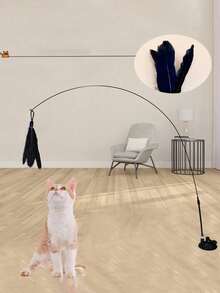 1pc Cat Teaser Wand Toy, Pet Artificial Feather Bell Replacement, Suitable For Cat Exercise And Entertainment, Handheld Teaser Wand With Replaceable Insect-Shaped Wand Heads - Multicolor - View 21