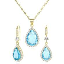Women Jewelry Set Silver/Gold Plated Teardrop Pendant Necklace Dangle Drop Earrings Dangling Sets Birthstone Crystals Rhinestone,Birthday Anniversary Wedding Mother's Day Gifts For Women{"Color_name":"03.March-YellowGoldPlated|Aquamarine"} - 03.三月-黃金鍍層|海藍寶石 - 查看 6