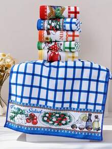 6-Piece Ins-Style High-Visibility Kitchen Towel Set | Fun Abstract Print, Soft And Highly Absorbent Dishcloth, Kitchen Cloth, Home Cleaning And Decoration - 6件小格 - 查看 13
