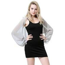 Women's Summer Bolero Shrug Long Sleeve Shawl Cropped Cardigans For Wedding Bride Dresses{"Size_name":"OneSize","Color_name":"LightGrey"} - Xám nhạt - Xem 3