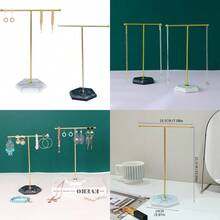 YIQFOCA 2 Pack Jewelry Stand Necklace HolderTBar Plated Metal Tabletop Jewelry Organizer Tower Necklace And Bracelet Hanging Organizer For Show Jewelry Bangles Rings Earrings White+Black