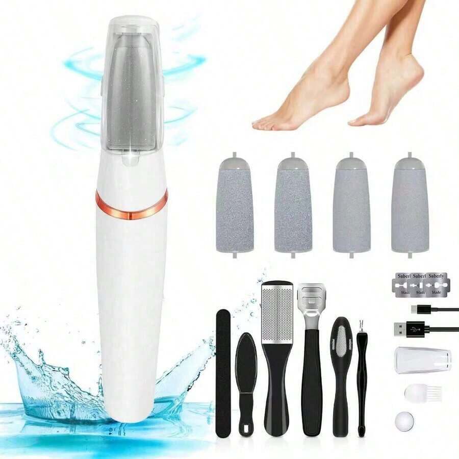 Electronic Callus Remover, Rechargeable Electric Foot File, Used For Removing Calluses, Professional Foot Care Tool, Used For Smoothing Rough Skin And Removing Hard Dead Skin, White - trắng - Xem 1