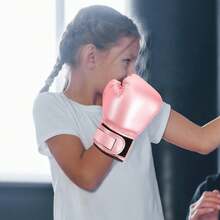 Par De Guantes De Boxeo para Niños Guantes De Entrenamiento De Boxeo Rosas para Niñas Guantes Tailandeses De Kickboxing De Espuma De Esponja Adecuados para 8-12 Años - 1 - Ver 10