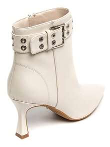 Bottines élégantes à talon aiguille avec bride à boucle métallisée et œillets, parfaits pour unlook raffiné et moderne. - Bianco - Visualizzare 4