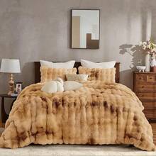 Comforter Set 3 Piece, Plush Fluffy Bedding, Geometric Pattern, Lightweight Bedspread Blanket All Season, Faux Comforter - Tie Dye-caramel - View 12