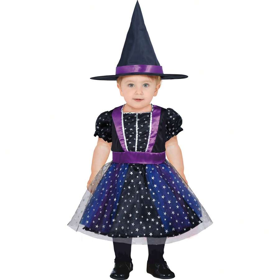 KIWI Little Witch Star Costume For Girls, Magical Children's Costume With Pointed Hat And Starry - Multicolor - View 1