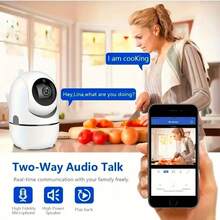 1/2pcs WiFi Security Camera With 355° Panoramic View, Two-Way Audio, Night Vision, Remote Control, Indoor/Outdoor Home Security Device, View Footage Anytime Via Dedicated App, Suitable For Christmas, Thanksgiving And Other Holiday Decoration - White - View 3