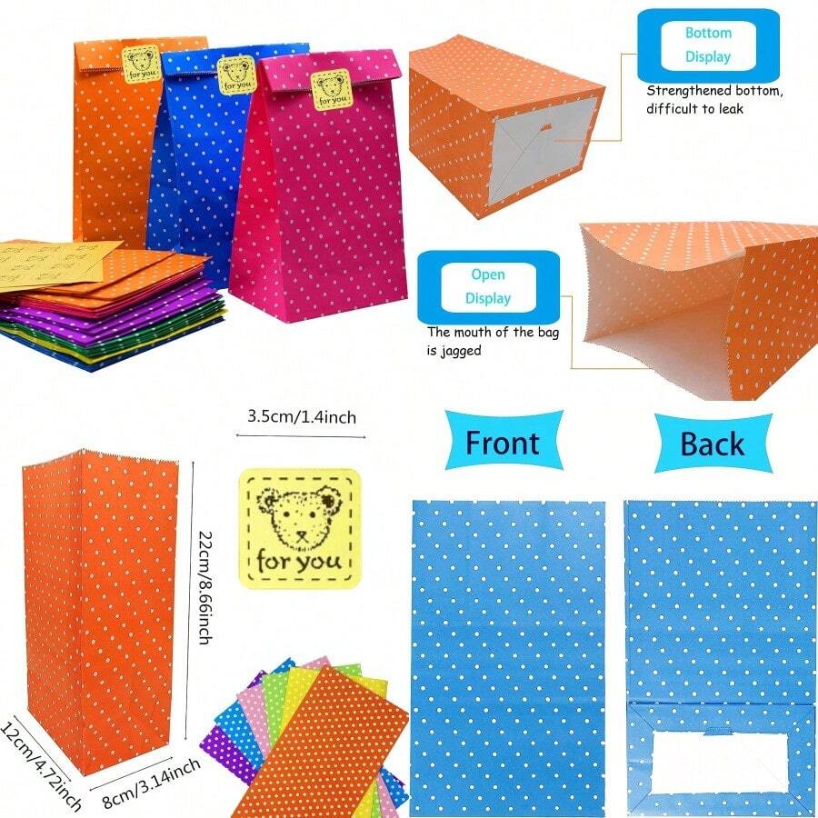 Party Favor Gift Bags24 Packs Merchandise Party Bags With Sealing Stickers Polka Dot Candy Buffet Treat Gift Pack Bags For Wedding Shopping