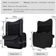 Car Organizer Storage Between Seats, Leather Large Capacity Automobile Handbag Hanging Store Content Bag, Auto Console Organizer Holder For Snack Phone Document Storages, Car Accessories (Black) - Green - View 8