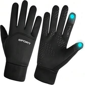 زوج من قفازات اللمس كاملة الأصابع للشتاء الدافئة، قفازات رياضية معزولة للرجال، مقاومة للرياح والماء، قفازات لمس مضادة للانزلاق، مناسبة للدراجة والقيادة والتنزه والتزلج والرياضات الخارجية للدفء والحماية