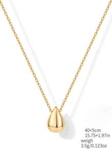 1pc 14K Gold Plated Elegant Pear-Shaped Teardrop Pendant Necklace (For Women)