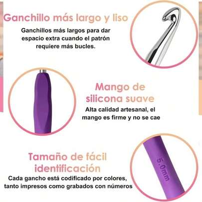 46 PCS Crochet Kit, Agujas para Tejer Ergonmicas de Colores con Bolsa Portable, Kit de Ganchillo con Accesorios Crochet para Principiantes, Regalo Perfecto para Amantes del Ganchillo