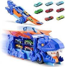 WEISPO Dinosaurios de Juguetes,Equipado con 8 Coches Deportivos, El Camión Dinosaurio Puede Devorar Coches Deportivos,Regalos de Festividad Adecuados para Niños y Niñas - 1 - Ver 5