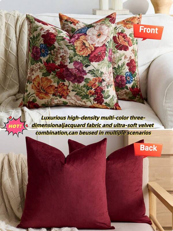 قطعة واحدة/قطعتان، وسادة مربعة زخرفية بنمط زهري ريفي، مناسبة للاستخدام في جميع الفصول، متوفرة بمجموعة متنوعة من الألوان والأنماط والأحجام، غطاء وسادة من قماش جاكارد ملون عالي الكثافة، (لب الوسادة غير مشمول)، إغلاق بسوستة، مناسبة لحفلات العطلات، وسائد الأريكة لتتناسب مع الأرائك البيج، وسائد الأريكة. أغطية وسائد السرير، غرف المعيشة، المكاتب، وسائد السيارة وكهدايا ناعمة بسيطة.