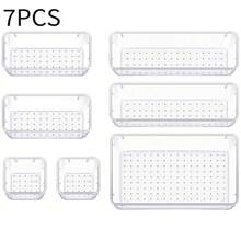 1/7/16/25 مجموعة صناديق تنظيم الرف الشفافة من البلاستيك - صناديق تخزين متعددة الوظائف بأربعة أحجام، مناسبة للمكتب والمكتب وتنظيم الرف، مصنوعة من مادة البولي بروبيلين المتينة، مثالية للاستخدام المنزلي والمكتبي، صناديق تنظيم درج المكتب | صناديق بلاستيكية شفافة | بلاستيك متين، صناديق تنظيم درج المكتب، صناديق تخزين المكتب