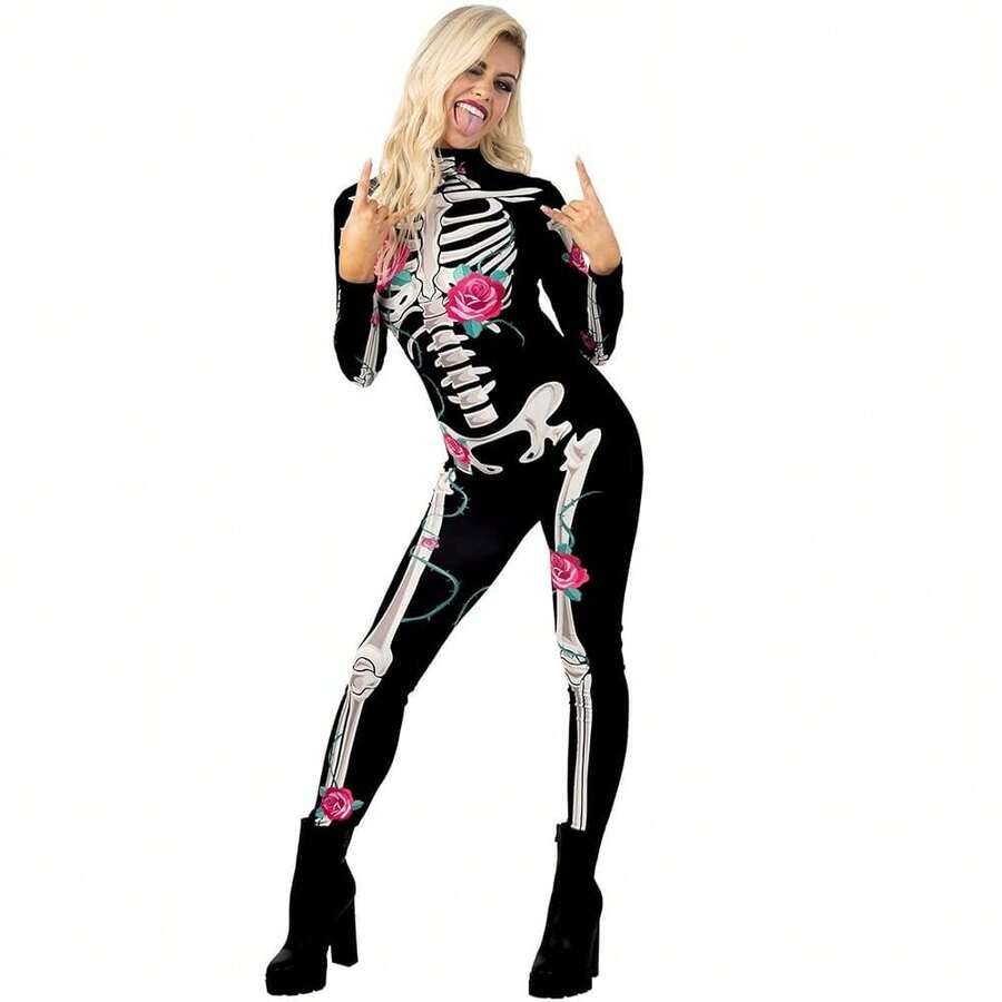 Morph Skeleton Costume Women, Womens Skeleton Costume, Womens Halloween Costumes, Halloween Costumes For Women Adult{"Size_name":"X-Large","Color_name":"Pink"} - Hồng - Xem 1