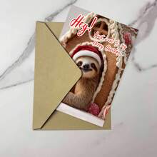 1 张/2 张迷人树懒圣诞/生日贺卡，冬季主题，适合生日、祝贺、感谢、圣诞节等场合，适合每个人的完美圣诞/生日礼物，高品质卡纸，质地舒适