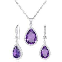 Women Jewelry Set Silver/Gold Plated Teardrop Pendant Necklace Dangle Drop Earrings Dangling Sets Birthstone Crystals Rhinestone,Birthday Anniversary Wedding Mother's Day Gifts For Women{"Color_name":"06.June-WhiteGoldPlated|AlexandritePurple"} - 06.六月-白金鍍|紫翠玉 - 查看 6