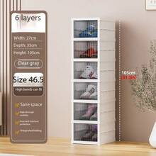 1个可折叠鞋架，防尘宿舍鞋柜，透明玄关鞋架，塑料鞋盒，轻便透明家用鞋柜收纳架，适用于运动鞋、靴子和日常鞋履，节省空间且便于携带，是走廊、小公寓、宿舍和换季整理的理想之选。易于折叠设计，隔板可拆卸，耐用塑料材质，是开启新生活或情人节礼物的完美之选。 - 彩色 - 查看 12