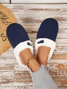 1 par de cómodas y elegantes zapatillas de casa de punto antideslizantes para adolescentes, para otoño/invierno