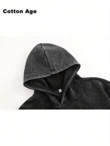 Vintage Washed Hoodie - Witch Hat & Witches Be Crazy Print - Streetwear Men's Clothing - Halloween/Christmas/New Year Gift / Affordable Gift - 黑色 - 查看 4