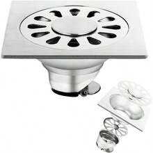 Coladera Anti Olores 10 * 10 Cuadrado, Renaje de Piso Coladera Antiolores para Bao de Acero Inoxidable con Tapa Higinica, Adecuado para Cocina, Alcantarillado, Bao y Aseo - pago - Ver 2