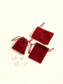 Saquinhos de veludo vermelho vinho com cordão - Pequenos saquinhos para guardar joias, forro de flanela macia, ideais para embrulho de presentes / organizador de joias / lembrancinhas de casamento para madrinhas / organizadoras de casamento / vendedoras de joias, chá de panela / festa de Natal / aniversário, Dia dos Namorados / Natal / Dia de Ação de Graças, outono / inverno - Borgonha - Ver 9