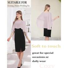 Baoqiya Women's Capelet Shawls And Wraps For Evening Dresses Soft Bridesmaid Shawl Chiffon Cape Wedding Cover Up{"Color_name":"Gray1"} - 灰色1 - 查看 5