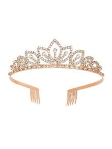 1pc Elegant Crown Party Bridal Crown Headband, Rhinestone Headpiece, Bride Hairpiece, Coronas, Tiara