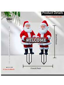 2D 亚克力圣诞老人白胡子花园桩 - 最佳户外圣诞庭院装饰，无需电池，圣诞庭院装饰 - 彩色 - 查看 14