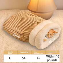 Winter Warm Closed Tunnel Pet Bed For Small/Medium Cats & Dogs – Thick Plush Thermal Lined Enclosed Sleeping Bag, Anti-Draft Non-Slip Waterproof Bottom Nest Pad, Machine-Washable Cozy Den For Kittens/Puppies/Senior Pets, Ideal For Cold Weather Hiding & Napping (Indoor/Crate Use) - Yellow - View 6