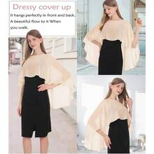 Baoqiya Women's Capelet Shawls And Wraps For Evening Dresses Soft Bridesmaid Shawl Chiffon Cape Wedding Cover Up{"Color_name":"Champagne"} - 香檳色 - 查看 4
