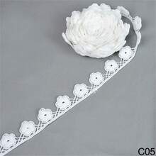 5/10 yard Ren trắng Lụa sữa Ren hòa tan trong nước Thêu Ruy băng Vải viền Ren hoa cúc Cuộn Ren Polyester thêu Ruy băng viền để may Trang phục Phụ kiện Thủ công DIY - Nhiều màu - Xem 34