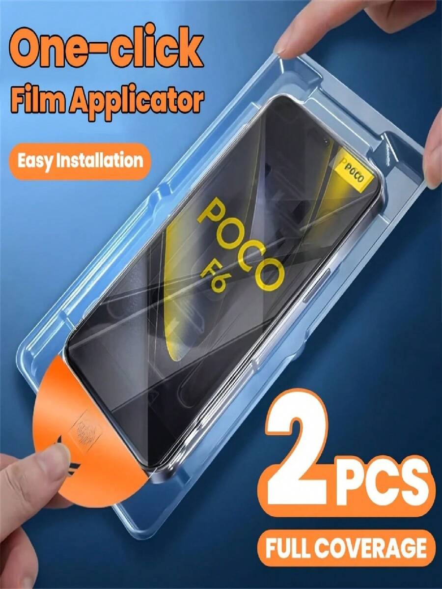 2 sztuki 8K bezpyłowej folii ochronnej na ekran do Poco X7 M7 Pro F7 Ultra F6 X6 Neo X5 X4 X3 NFC M6 Pro M4 C65, łatwa aplikacja jednym kliknięciem, bez kurzu, antyodciskowa, osłona wyświetlacza, ochrona urządzenia, folia odporna na zarysowania, gładka powierzchnia, szkło hartowane, trwała ochrona, folia ochronna, osłona ekranu, folie ochronne na smartfony, właściciele Poco