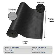 VINILMAX Piso Antiderrapante 1.40 m x 4 m – Superficie Gruesa y Duradera para Áreas de Alto Tráfico y Uso en el Hogar, Ideal para Escaleras, Pasillos, Cocinas, Patios, Gimnasios, Bodegas, Aeropuertos, Estacionamientos, Transporte Público y Protección de Cajuelas o Tapetes de Automóvil - Negro - Ver 7