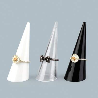 1 ชิ้น / 3 ชิ้น แท่นโชว์แหวนทรงกรวยอะคริลิค, ที่ใส่เครื่องประดับ, อุปกรณ์ประกอบฉากแสดงแหวนนิ้ว