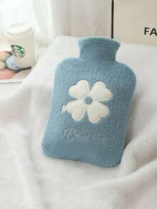 Borsa dell'acqua calda imbottita in PVC con ricamo floreale - Bottiglia riscaldante addominale antiscottatura per donne, ragazze, studenti | Copertura rimovibile e lavabile, compressione termica riutilizzabile per sollievo dalla dismenorrea, forniture per il ritorno a scuola, calore invernale domestico, sollievo dal dolore alle spalle, scaldamani e piedi portatili, senza batterie necessarie, design floreale morbido per comfort a letto