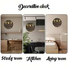 10inch Country Wood Veneer Round Wall Clock - Silent, No Battery Required, Vintage Slat Design, With Chandelier And Greenery Decoration - Perfect For Living Room, Bedroom, Kitchen, Office Decoration Or Outdoor Gatherings, Living Room Decoration | Vintage Wall Clock | Wood Veneer Table,Wall Decor,Room Decor,Home Deocr,House Essentials,Picks - Multicolor/15in/25cm - View 9