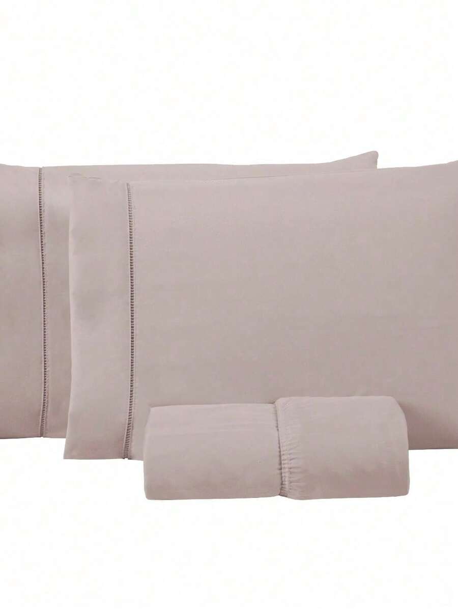 Palito Stitch Sheet Set 400 Thread Count Micropercal Bedroom Soft Touch Various Colors And Sizes - Màu be - Xem 1
