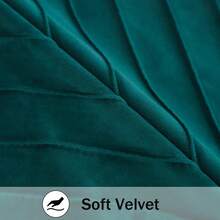 Navy Blue Velvet Throw Pillow Covers 18 X 18 Inch Pack Of 2 With Gold Leather Decor For Couch, Luxury Modern Pillowcases For Living Room, Bedroom Sofa Cushion Bed - 孔雀藍 - 查看 3