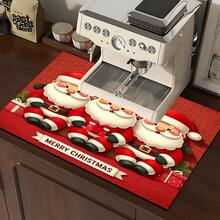 1 pezzo Tappetino asciugante per piatti natalizio con Babbo Natale, realizzato in poliestere antiscivolo e assorbente, tappetino multifunzione per piano di lavoro in cucina, adatto per macchina da caffè, lavatrice, dispenser d'acqua, comodino