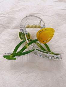 1 pieza/6 piezas/12 piezas Pinza de pelo de plástico ABS con diseño floral de tulipán, pinza de pelo dulce, accesorios para el cabello para mujeres, elegante pinza de invierno