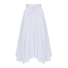 American  Women's Renaissance Pirate Skirt Medieval Long Flowy Maxi Skirt For Ren Faire Halloween Outfit With Pockets{"Color_name":"White","Size_name":"Large"} - 白色的 - 查看 1