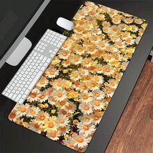 Alfombrilla de ratón con diseño de margarita grande, alfombrilla de escritorio para juegos, alfombrilla de teclado grande, lavable, con base de goma, borde cosido, regalo de alfombrilla de ratón, protector de escritorio, almohadilla de estudio, disponible en múltiples tamaños, alfombrilla de teclado de computadora, almohadilla para portátil