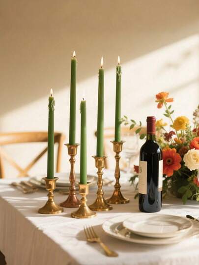 1 Box Of 4 Long Pole Candle,Gradient Color Candle Set For Wedding, Festival, Candlelight Dinner, Romantic Dinner Candles, Suitable For Wedding Decor, Birthday Parties,Home Decor ,Bedroom Decor,Customized Candles Are The Best Gift For Loved Ones,Birthday Gifts,Gifts For Women ,Kraft Paper Box Packaging,Candle Holder