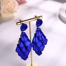 FIBO STEEL Acrylic Petal Earrings For Women Red Statement Earrings Dangle Rhombic Boho Flower Lime Green Orange Rose Big Bold Colorful Costume Jewelry Long Drop Dangle Earrings{"Color_name":"NavyBlue"} - 海軍藍 - 查看 6