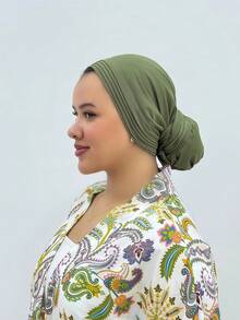 1 chiếc khăn trùm đầu turban 4 lớp màu trơn cổ điển dành cho nữ, kiểu dáng thanh lịch, dài thướt tha, chất liệu vải modal mềm mại, thoáng khí, chống trượt, thấm hút mồ hôi, phù hợp cho tập yoga hàng ngày, thể thao, hoạt động ngoài trời, đi biển, nghỉ lễ, du lịch. - Mũ ruy băng dài 4 lớp - Xem 5
